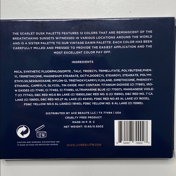 ACE BEAUTE SCARLET DUSK EYESHADOW PALETTE … - Picture 7 of 8